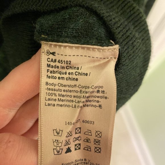 SCOTCH & SODA 100% Merino Wool Sweater XL L Dark Green Geometric Pattern - Picture 5 of 16